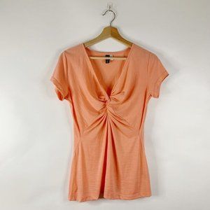 ibex Merino Wool Blend Daybreaks Twist V-Neck Pullover T- Shirt